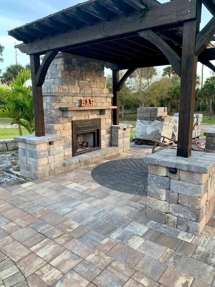 outdoor fire pit and fireplace